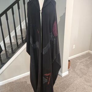Sarah’s Hand Painted Originals Black Hooded Cape/Wrap/Throw (One Size)